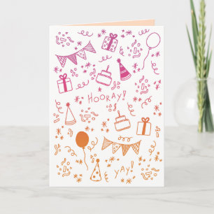 Sinaasappeloranje En Fuchsiaroze Feestkaart Kaart