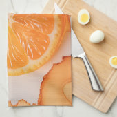 Sinaasappelplakje Citruswerveling Theedoek (Quarter Fold)