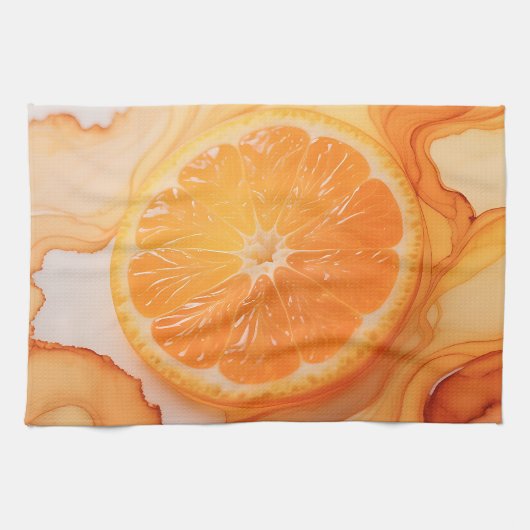 Sinaasappelplakje Citruswerveling Theedoek (Horizontaal)