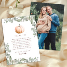 Sinaasappelpom herfst babyshower bedankkaart