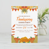 Sinaasappelpom Thanksgiving-dinerfeestje Printbare Kaart (Staand voorkant)