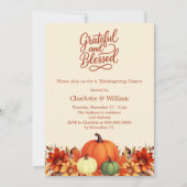 Sinaasappelpompenbloemen Thanksgiving-diner Kaart (Voorkant)