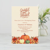 Sinaasappelpompenbloemen Thanksgiving-diner Kaart (Staand voorkant)