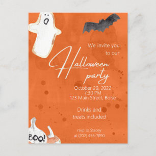 Sinaasappelpompoen & Geest Halloween-feestuitnodig Briefkaart