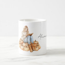 Sinaasappelpompoen Meisje met boek Koffiemok