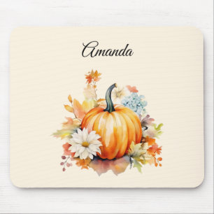 Sinaasappelpompoenen en Bloemen Herfst Muismat