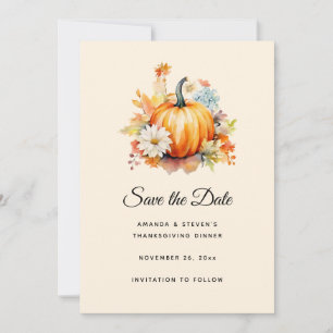 Sinaasappelpompoenen en bloemen Herfst Save The Date