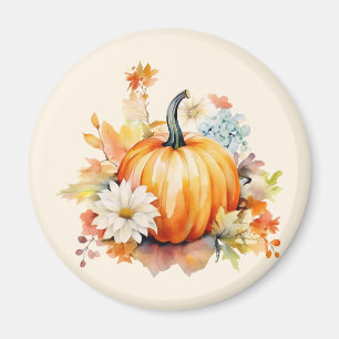 Sinaasappelpompoenen en Bloemen Herfst Thanksgivin Magneet