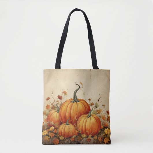 Sinaasappelpompoenen Rustieke Herfst Tote Bag (Voorkant)