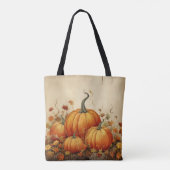 Sinaasappelpompoenen Rustieke Herfst Tote Bag (Achterkant)
