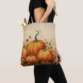 Sinaasappelpompoenen Rustieke Herfst Tote Bag (Dichtbij)