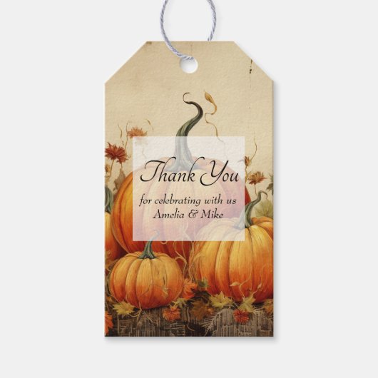 Sinaasappelpompoenen Rustige Herfst Dank Je Cadeaulabel (Voorkant)