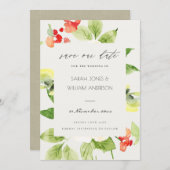 SINAASAPPELROOD ROOS WATERVERF FLORAL SAVE THE DAT SAVE THE DATE (Voorkant / Achterkant)