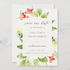 SINAASAPPELROOD ROOS WATERVERF FLORAL SAVE THE DAT SAVE THE DATE