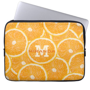 Sinaasappels aangepaste monogram laptophoezen laptop sleeve