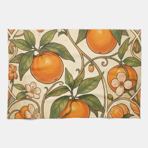 Sinaasappels Art Nouveau-patroon Theedoek