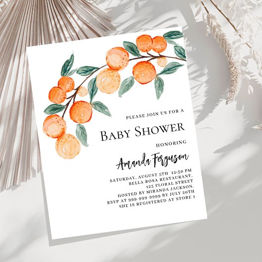 Sinaasappels baby shower uitnodiging