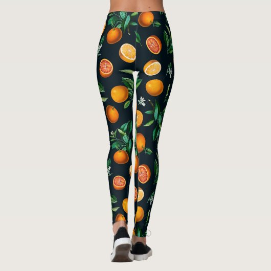 Sinaasappels Black Fruit gepatterd | LEGGINGS (Achterkant)