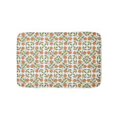 Sinaasappels bloemen, bloemenmotief, groen, boho badmat (Voorkant)