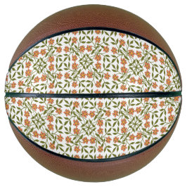 Sinaasappels bloemen, bloemenmotief, groen, boho basketbal
