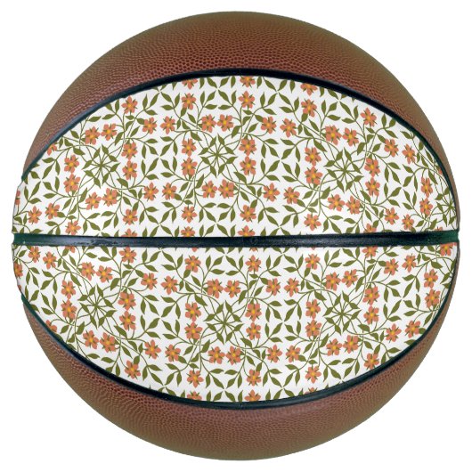 Sinaasappels bloemen, bloemenmotief, groen, boho basketbal (Voorkant)