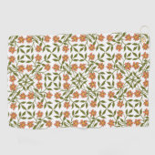 Sinaasappels bloemen, bloemenmotief, groen, boho golfhanddoek (Horizontaal)