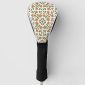 Sinaasappels bloemen, bloemenmotief, groen, boho golfheadcover (Voorkant)