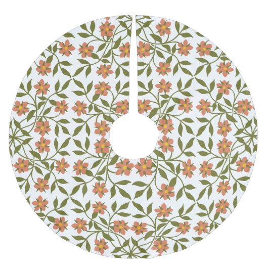 Sinaasappels bloemen, bloemenmotief, groen, boho kerstboom rok (Voorkant)