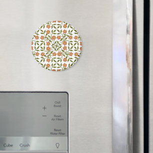 Sinaasappels bloemen, bloemenmotief, groen, boho magneet