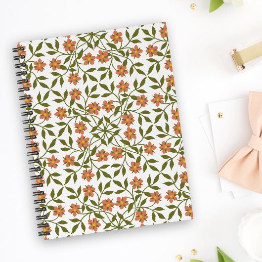 Sinaasappels bloemen, bloemenmotief, groen, boho notitieboek