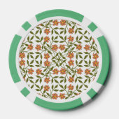 Sinaasappels bloemen, bloemenmotief, groen, boho poker chips (Achterkant)