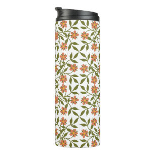Sinaasappels bloemen, bloemenmotief, groen, boho thermosbeker