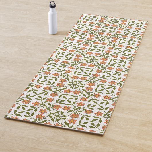 Sinaasappels bloemen, bloemenmotief, groen, boho yogamat (In situ)