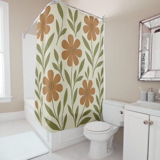 Sinaasappels Bloemen Douchegordijn (In situ)