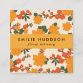 Sinaasappels bloemen, groen, bloemist, bloemenwink vierkante visitekaartje (Voorkant)