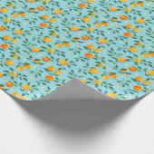 Sinaasappels, bloemen: naadloos textielpatroon. cadeaupapier (Hoek)