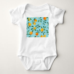 Sinaasappels, bloemen: naadloos textielpatroon. romper