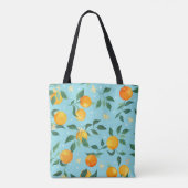 Sinaasappels, bloemen: naadloos textielpatroon. tote bag (Achterkant)