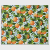 Sinaasappels Bloemenfruittuin Cadeaupapier (Vlak)
