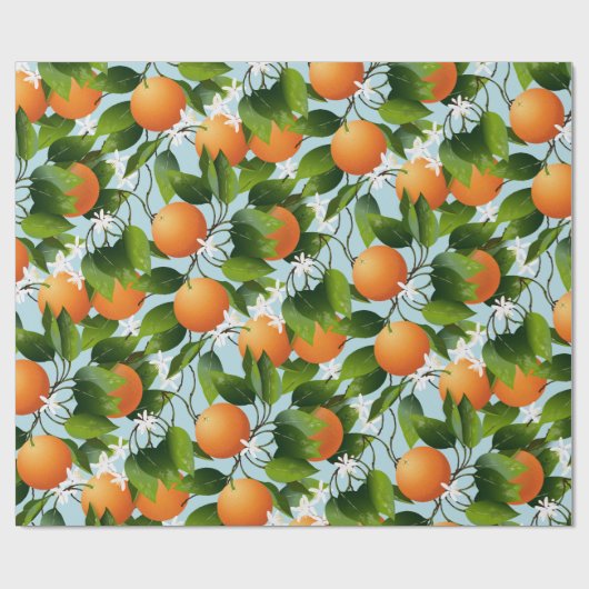 Sinaasappels Bloemenfruittuin Cadeaupapier (Vlak)
