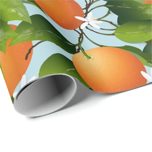 Sinaasappels Bloemenfruittuin Cadeaupapier (Rol Hoek)