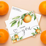 Sinaasappels Branch Hand Lettert Hartelijk dank Briefkaart<br><div class="desc">Bedankt dat je gasten naar je komst zijn gekomen,  of het nu een baby shower of een verjaardag was. Voeg uw bericht op de rug toe of verlaat het leeg en schrijf een bericht aan uw gasten.</div>