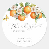 Sinaasappels Bright Citrus Floral Baby shower Dank Ronde Sticker (Voorkant)