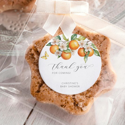 Sinaasappels Bright Citrus Floral Baby shower Dank Ronde Sticker