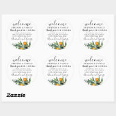 Sinaasappels Bruiloft gunst gepersonaliseerd dank Ronde Sticker (Vel)