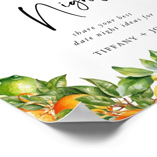 Sinaasappels Citroen Citrus vrijgezellenfeest Date Poster (Hoek)