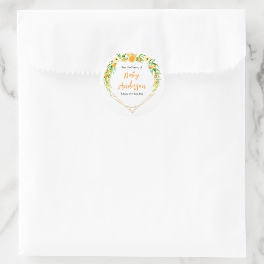 Sinaasappels Citrus Baby shower Bookplate Ronde Sticker (Tas)