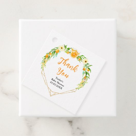Sinaasappels Citrus Baby shower Dank u Bedankjes Labels (In situ)