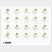 Sinaasappels Citrus Dank u bruiloft Ronde Sticker (Vel)