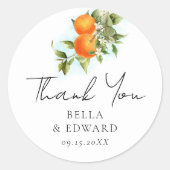 Sinaasappels Citrus Dank u bruiloft Ronde Sticker (Voorkant)